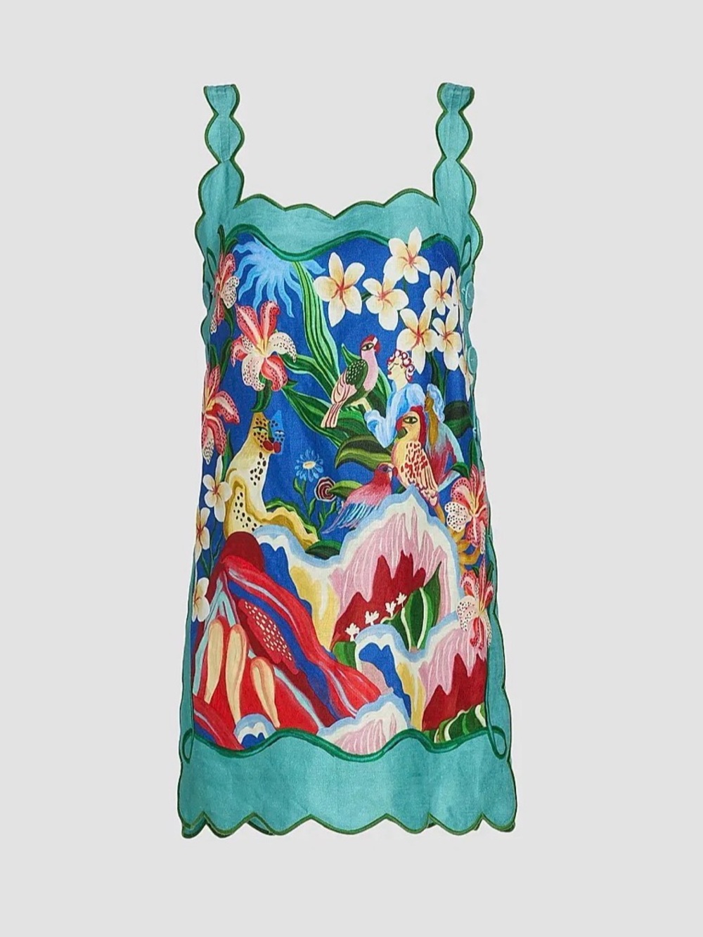 FARM Rio Tropical Printed Scalloped Mini Dress